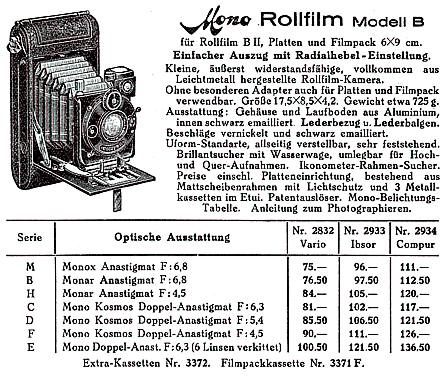 Mono Rollfilm Modell B